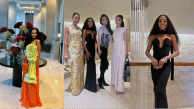 In the picture above - Faith Bwalya takes a pose for the camera on her first day at the ongoing 72nd edition of Miss World in Telangana, India with fellow contestants at the Trident Hyderabad. The black dress was the dinner dress[7th May, 2025]