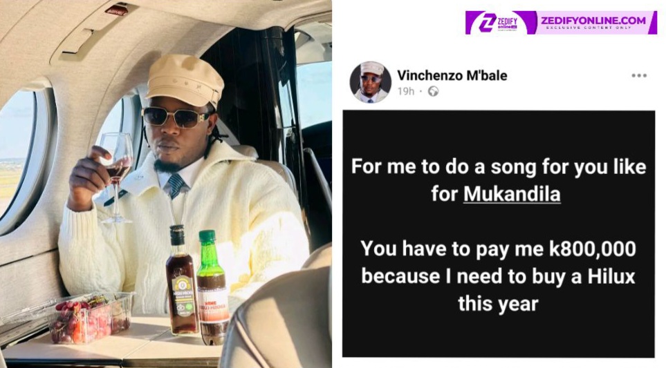 PAY ME 800,000 KWACHA TO DO A PRAISE SONG FOR YOU LIKE THE ONE I DID FOR MUKANDILA - VINCHENZO TELLS FANS