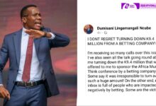 DUMISANI NCUBE TURNED DOWN A 9.4 MILLION KWACHA SPONSORSHIP DEAL FROM A BETTING COMPANY
